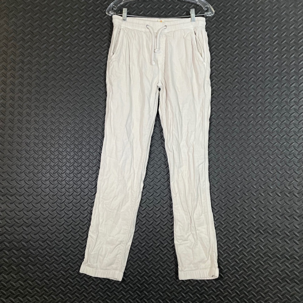 Marine Layer Cream 100% Cotton Relaxed Straight Drawstring Pants Women's Small